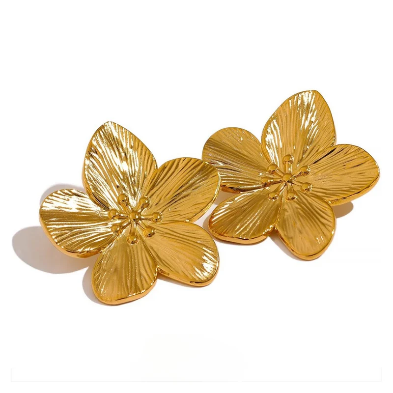 Boucles d'Oreilles Fleur Acier Inoxydable