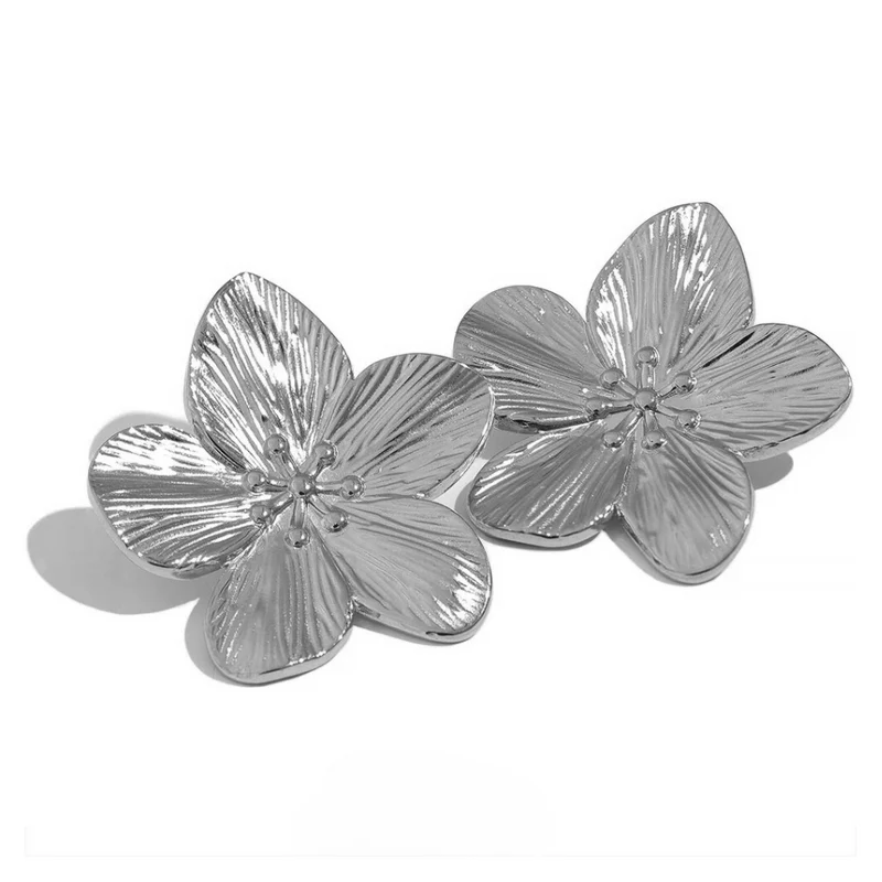 Boucles d'Oreilles Fleur Acier Inoxydable