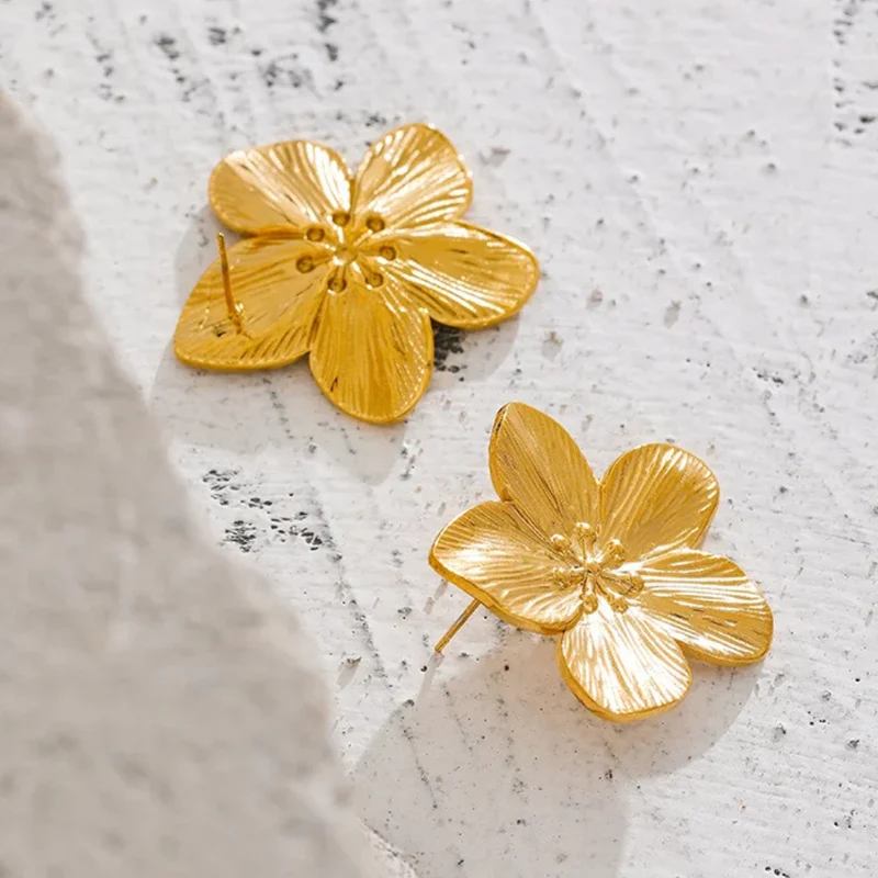 Boucles d'Oreilles Fleur Acier Inoxydable