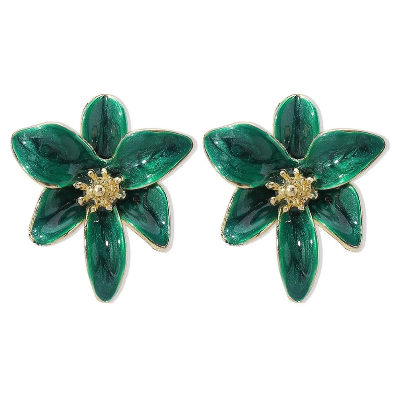 Boucles d'Oreilles Fleur Émail