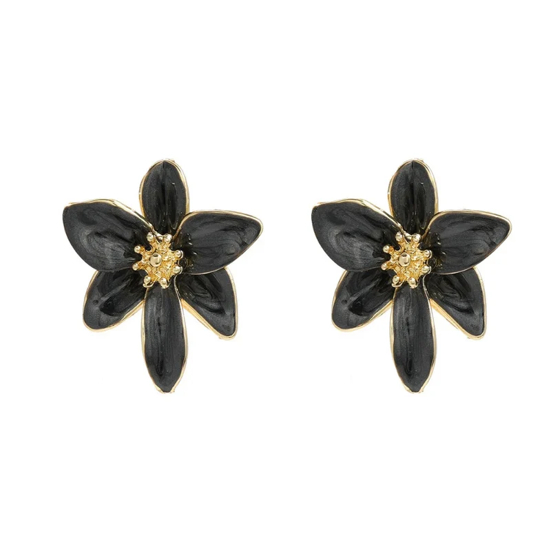 Boucles d'Oreilles Fleur Émail