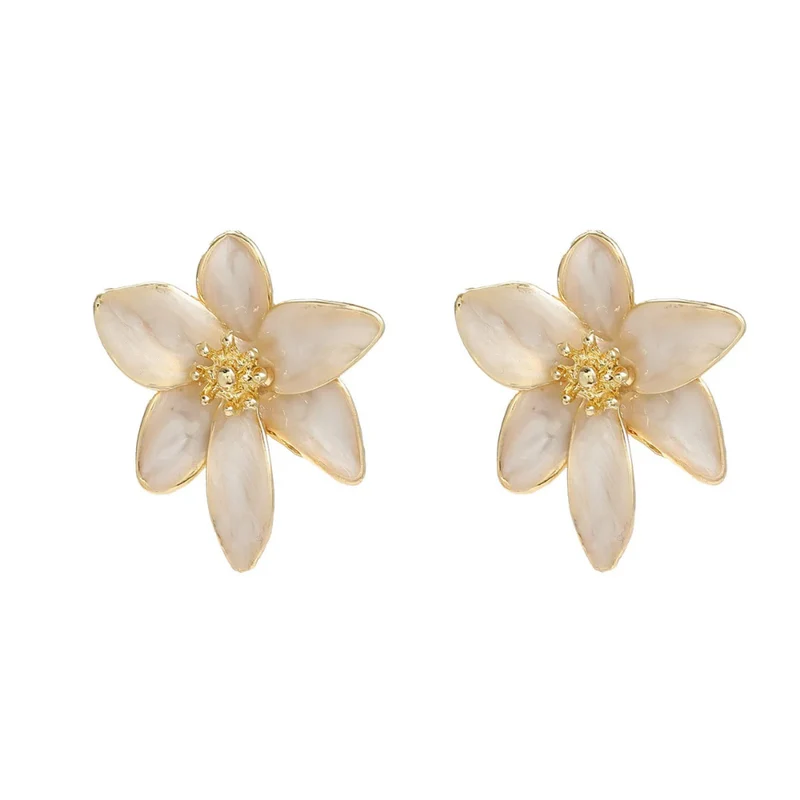 Boucles d'Oreilles Fleur Émail