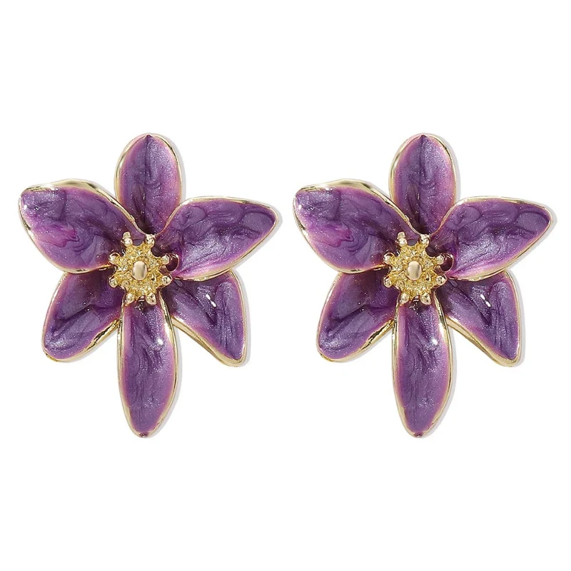 Boucles d'Oreilles Fleur Émail