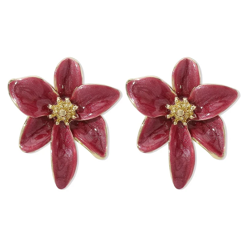 Boucles d'Oreilles Fleur Émail
