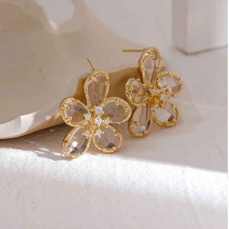 Boucles d'Oreilles Fleur Cristal