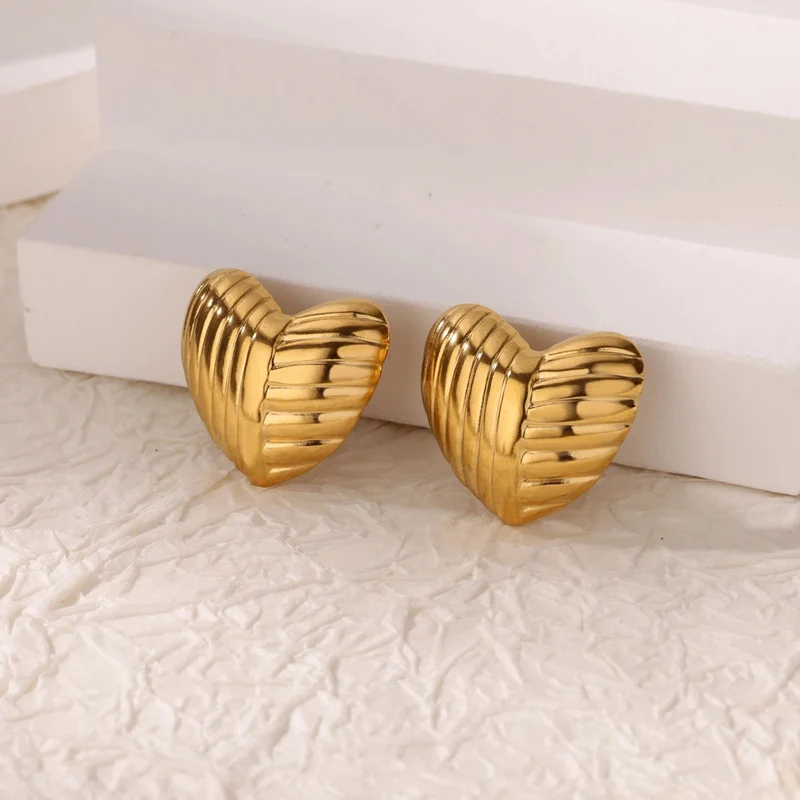 Boucles d'Oreilles Cœur Strié