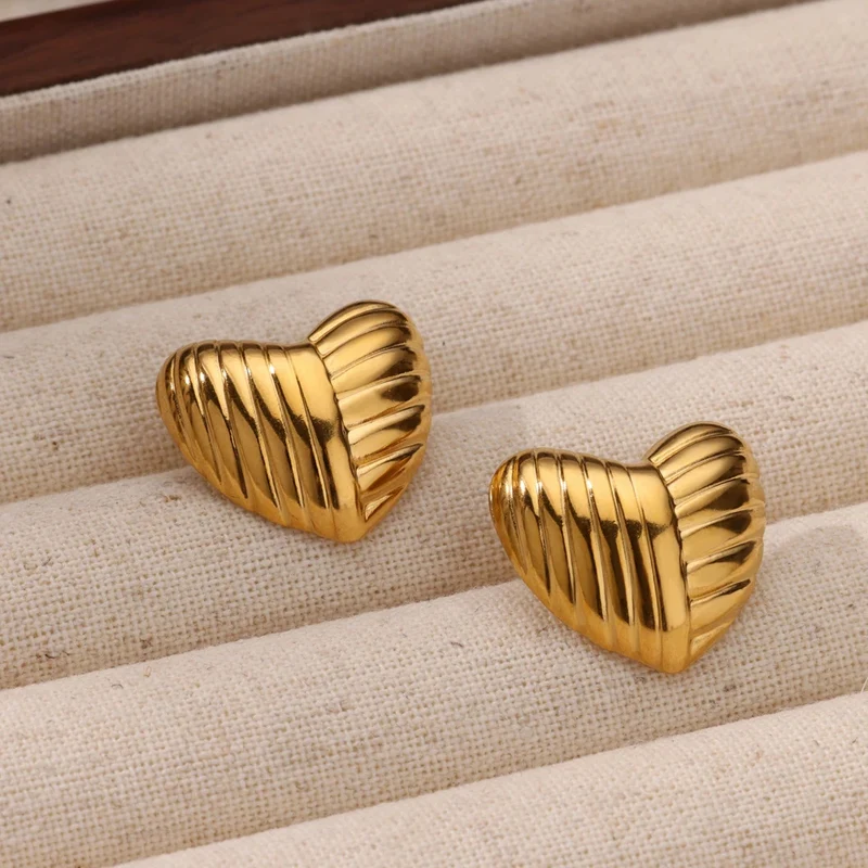 Boucles d'Oreilles Cœur Strié
