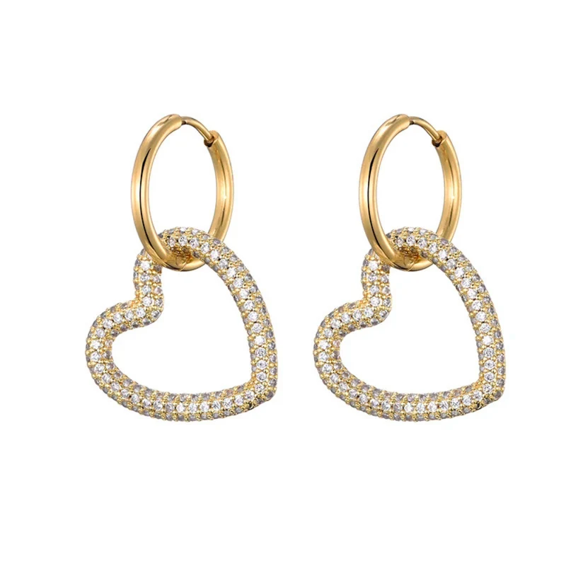 Boucles d'Oreilles Cœur Zircon Suspendu