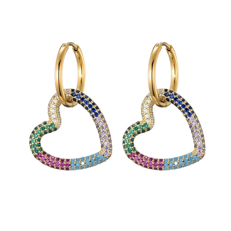 Boucles d'Oreilles Cœur Zircon Suspendu