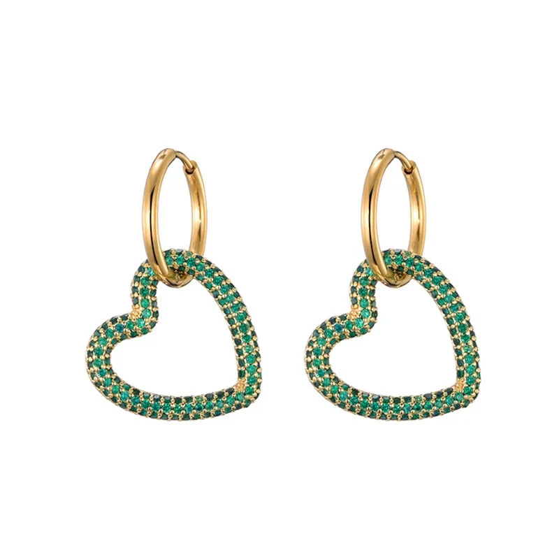 Boucles d'Oreilles Cœur Zircon Suspendu