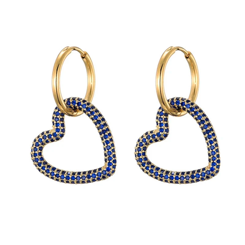 Boucles d'Oreilles Cœur Zircon Suspendu