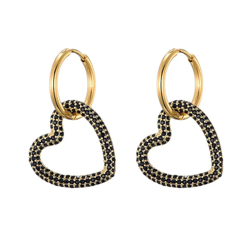 Boucles d'Oreilles Cœur Zircon Suspendu