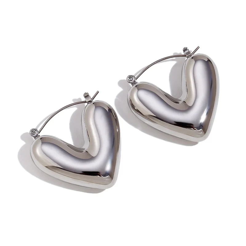Boucles d'Oreilles Cœur Acier Inoxydable