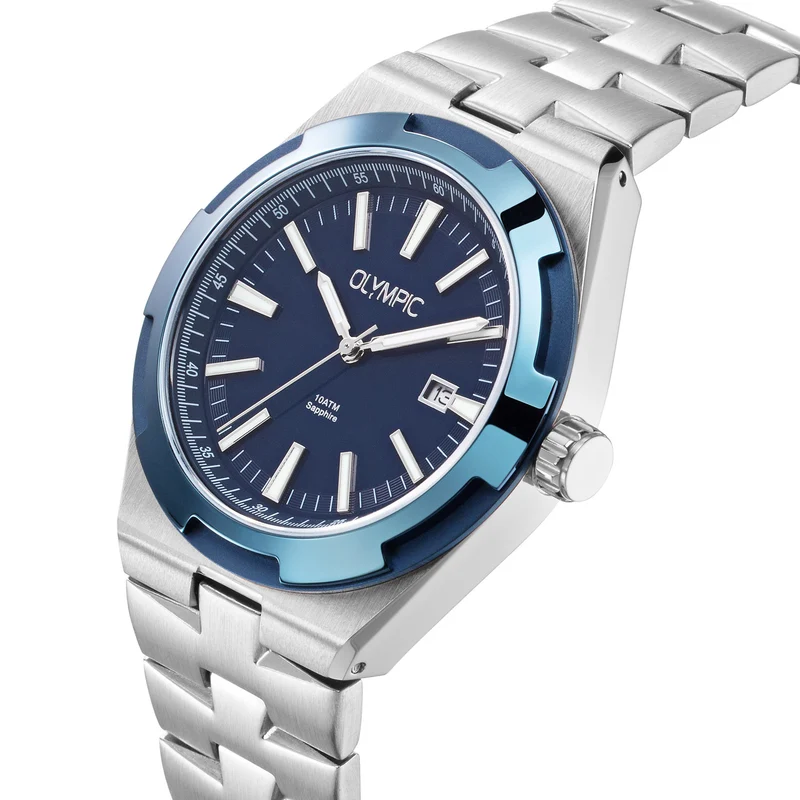 Olympic Legacy Montre Pour Homme Argentée et Bleue OL75HSS005