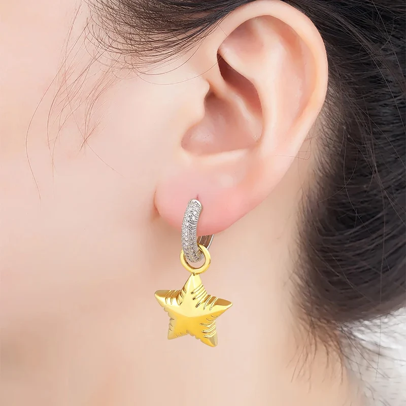 Boucles d'Oreilles Étoile Bicolore
