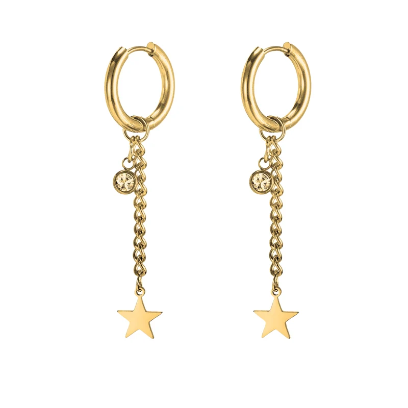Boucles d'Oreilles Chaine Pendante Étoile