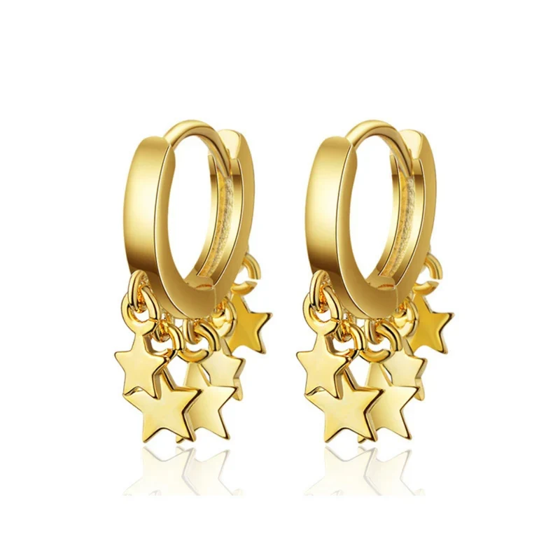 Boucles d'Oreilles Créoles Multiple Étoile