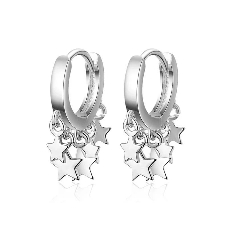 Boucles d'Oreilles Créoles Multiple Étoile