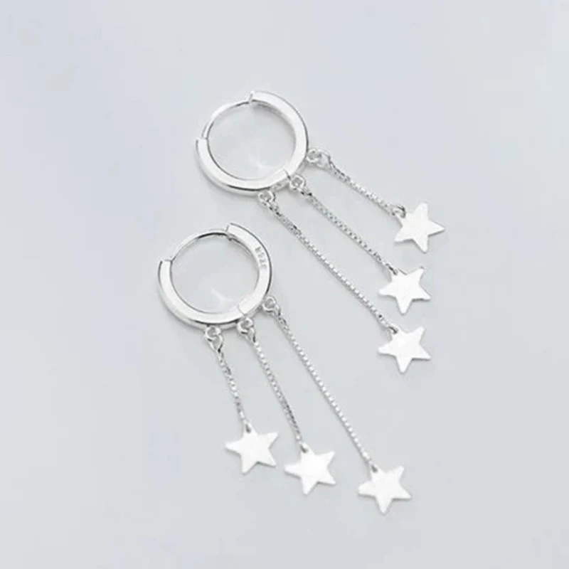 Boucles d'Oreilles Créoles Triple Étoile