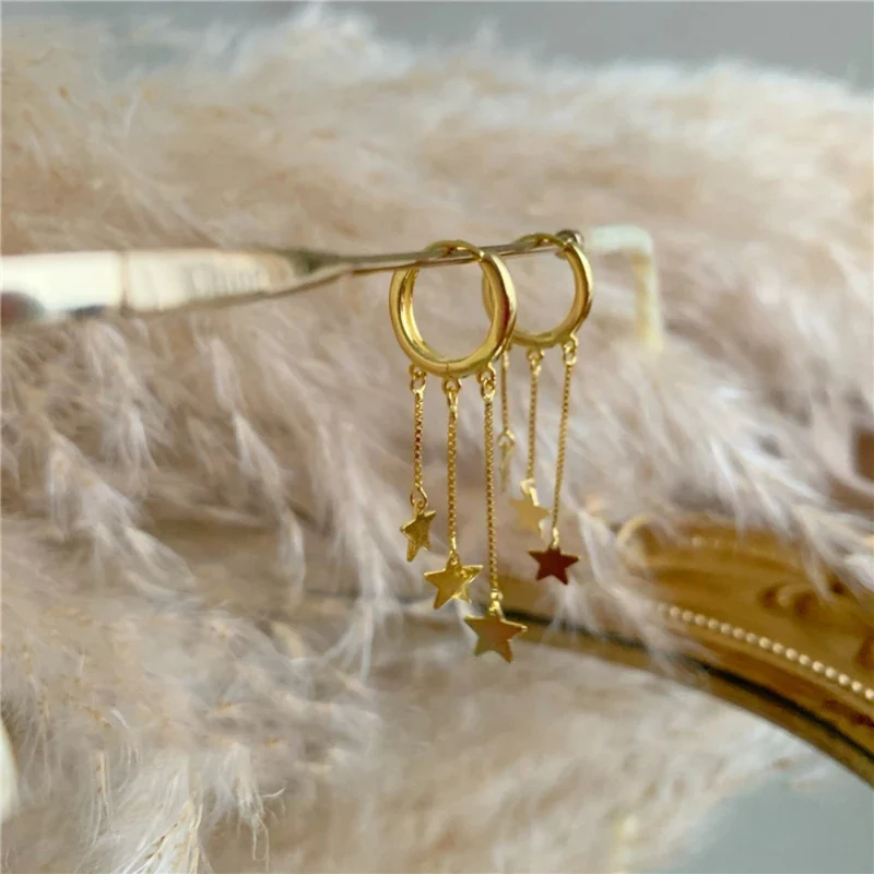 Boucles d'Oreilles Créoles Triple Étoile