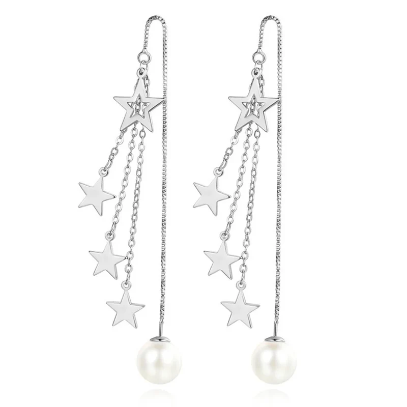 Boucles d'Oreilles Triple Étoile Pendante