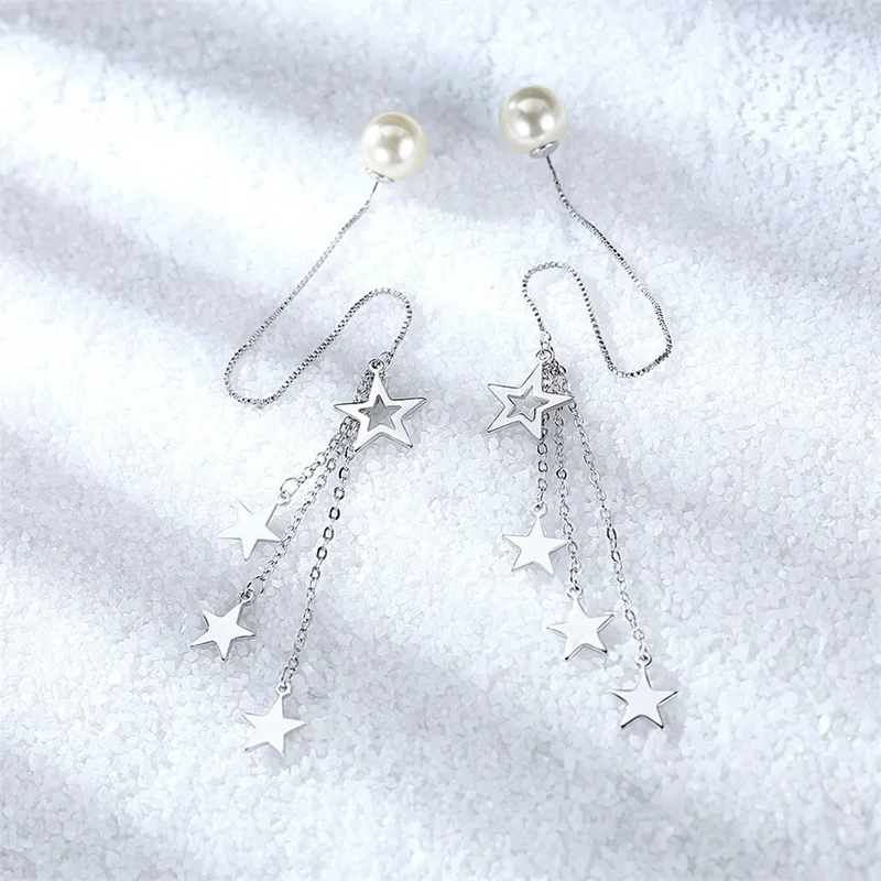 Boucles d'Oreilles Triple Étoile Pendante