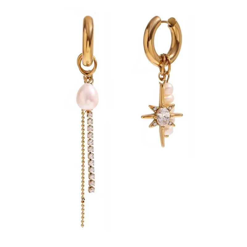 Boucles d'Oreilles Étoile Asymétrique