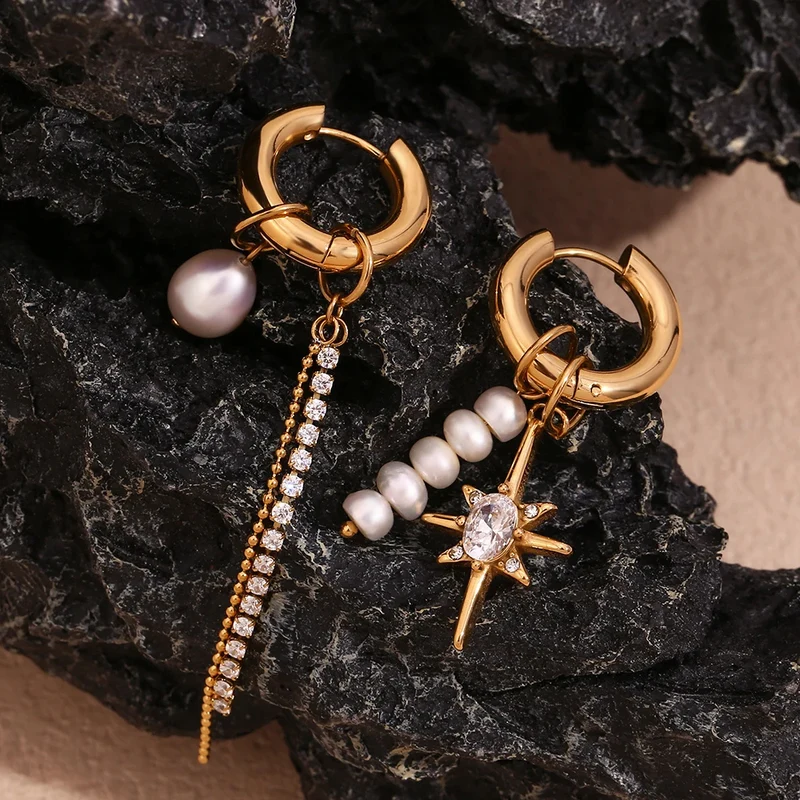 Boucles d'Oreilles Étoile Asymétrique