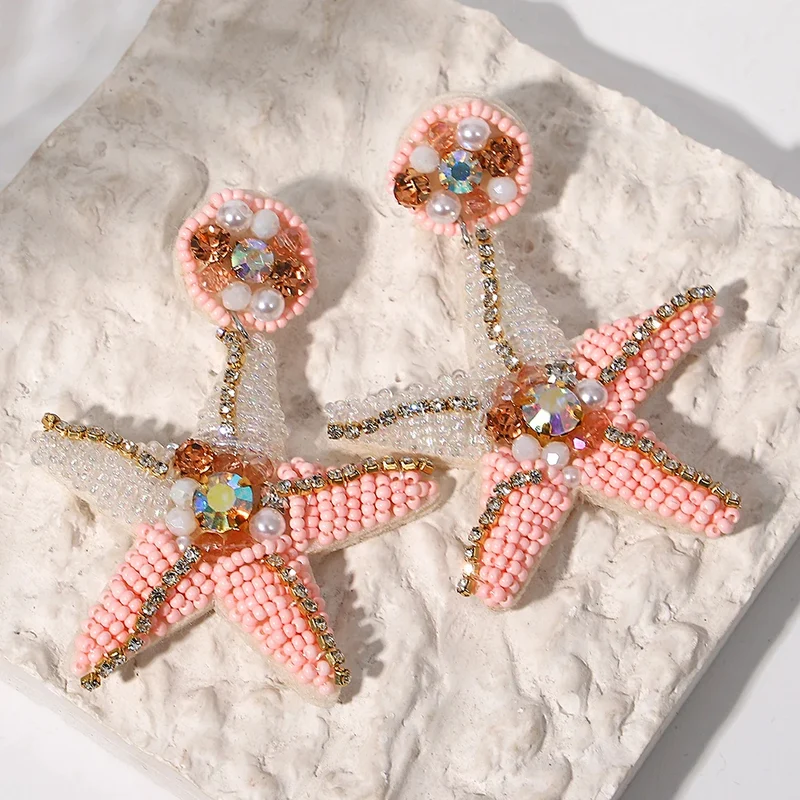 Boucles d'Oreilles Étoile de Mer Perle Couleur