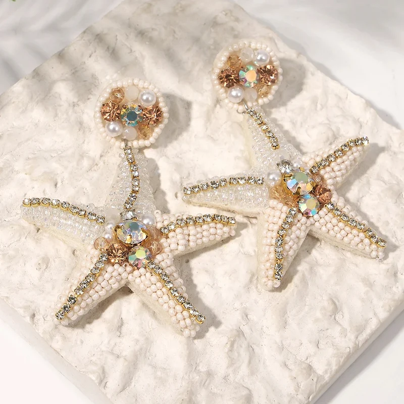 Boucles d'Oreilles Étoile de Mer Perle Couleur