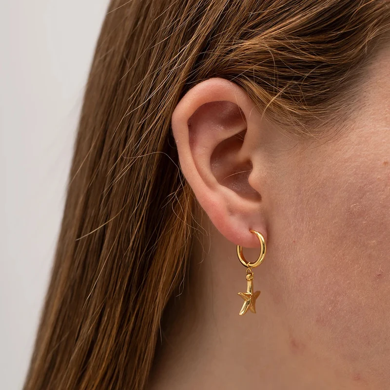 Boucles d'Oreilles Créoles Étoile de Mer