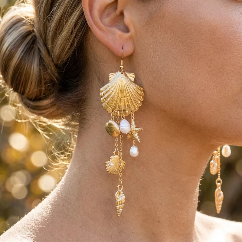 Boucles d'Oreilles Étoile de Mer Coquillage