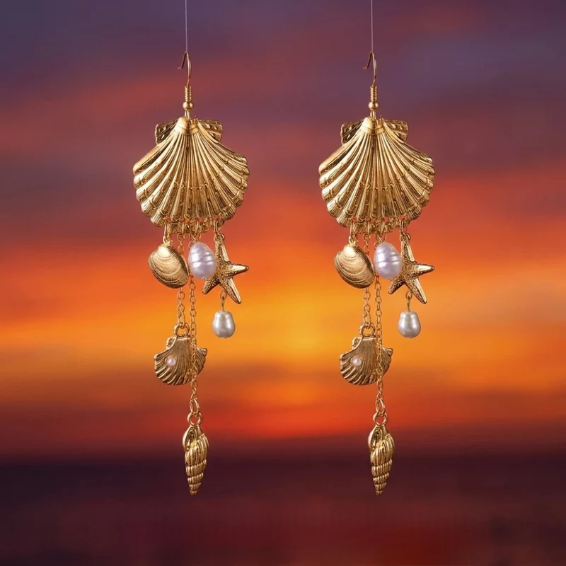 Boucles d'Oreilles Étoile de Mer Coquillage