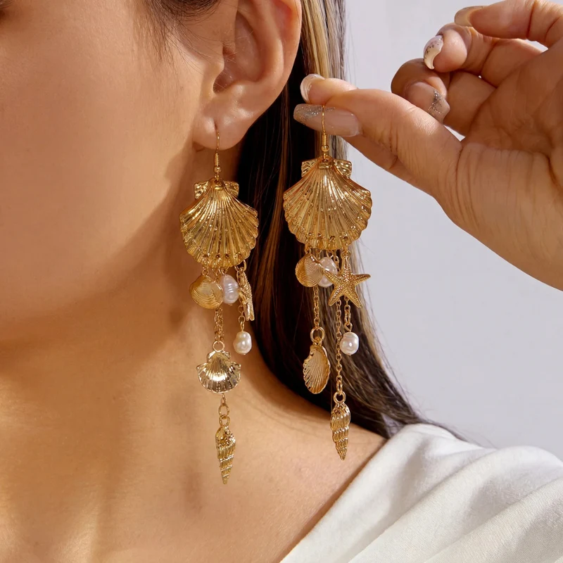 Boucles d'Oreilles Étoile de Mer Coquillage