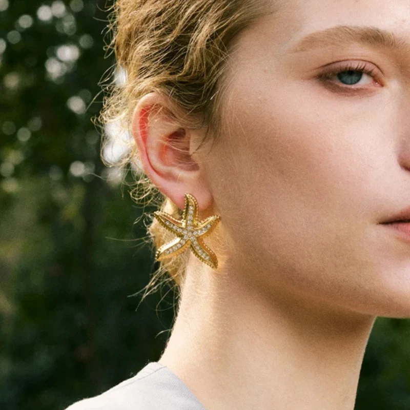 Boucles d'Oreilles Étoile de Mer Perle