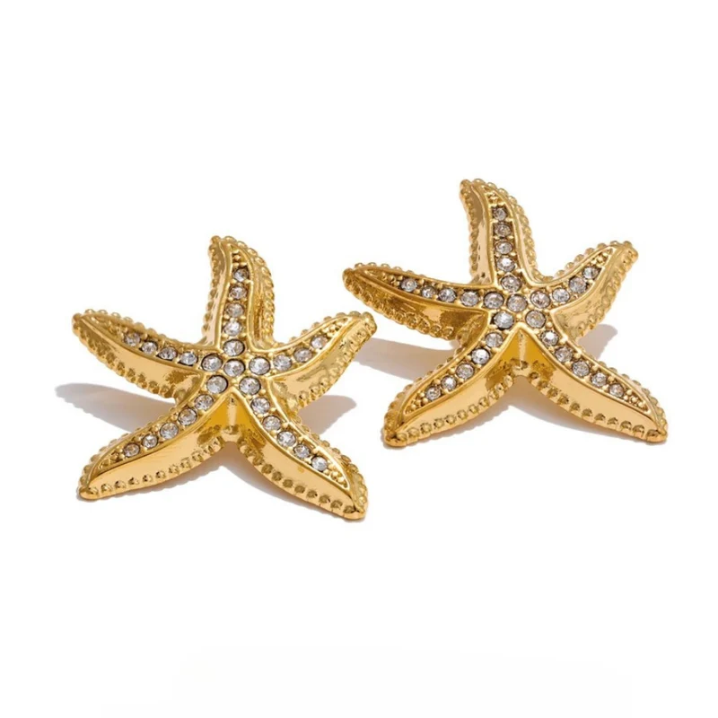 Boucles d'Oreilles Étoile de Mer Zircon