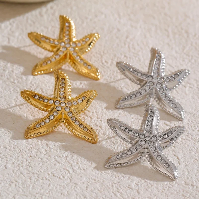 Boucles d'Oreilles Étoile de Mer Zircon
