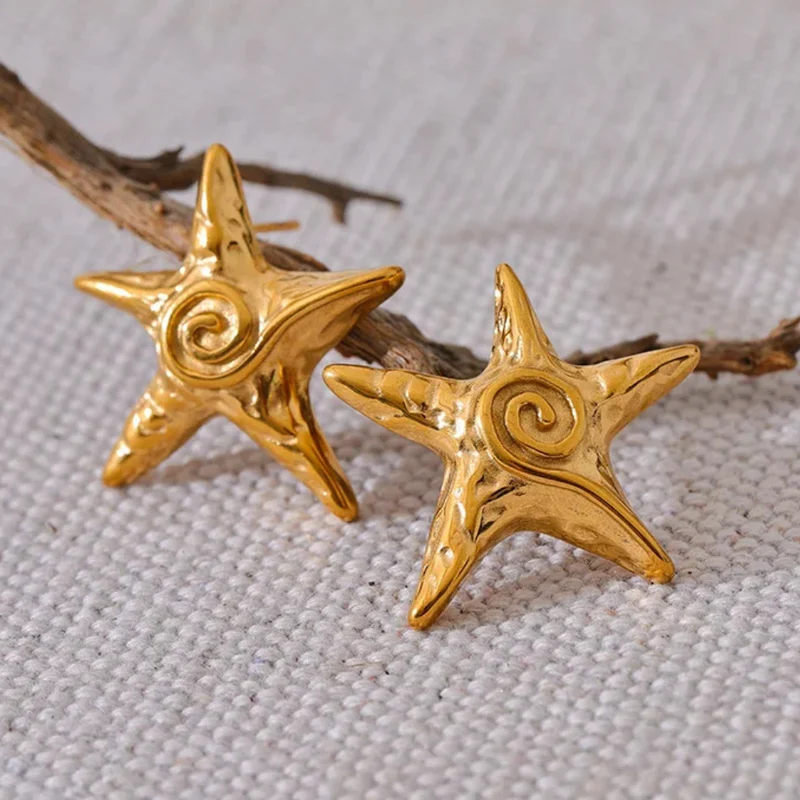 Boucles d'Oreilles Étoile de Mer Spirale