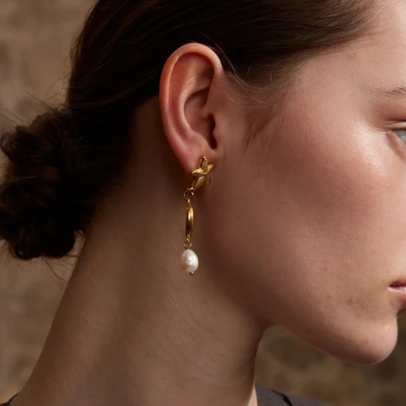 Boucles d'Oreilles Étoile de Mer Pendante