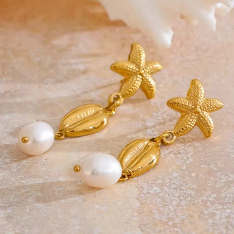 Boucles d'Oreilles Étoile de Mer Pendante