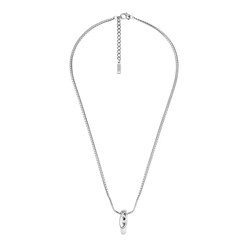 Diesel Oval D Logo Stainless Steel Necklace DX1644040