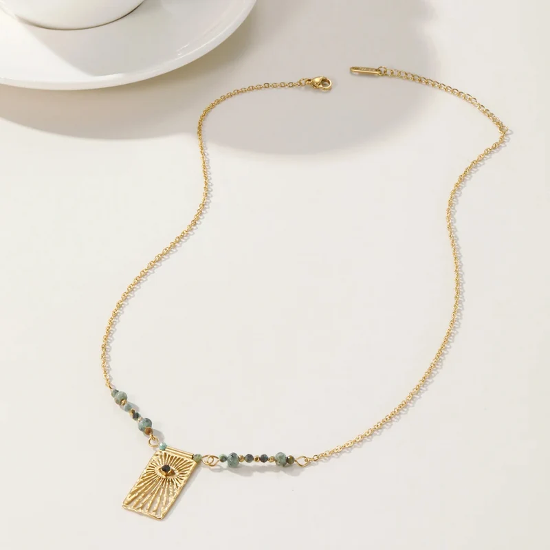 Collier Œil Grec Acier Inoxydable