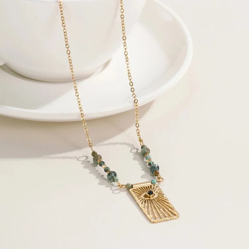 Collier Œil Grec Acier Inoxydable