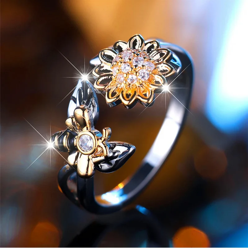 Bague Abeille et Tournesol