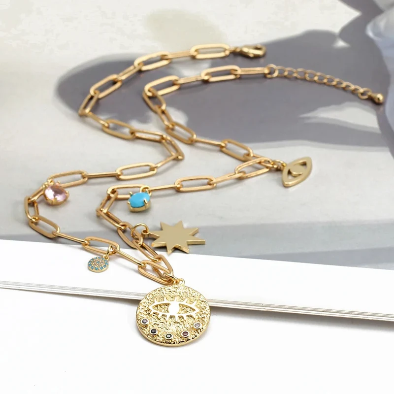 Collier Charms Œil Protection