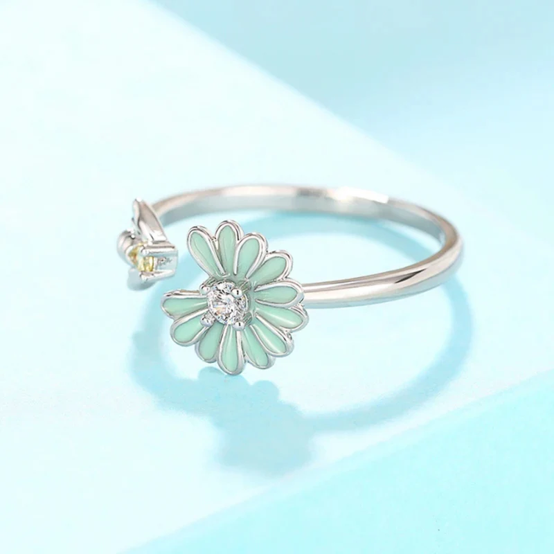 Bague Abeille et Fleur Verte