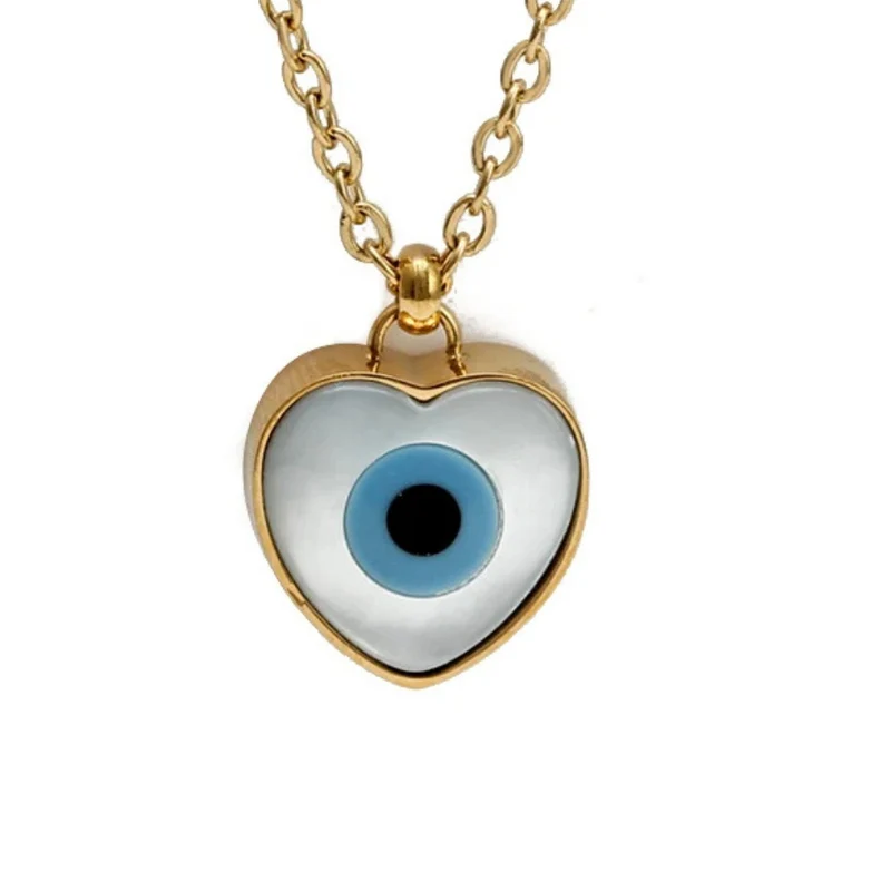 Collier Œil Cœur Nacre