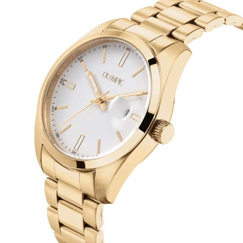 Olympic Louis Montre Pour Homme Dorée et Blanche OL75HDD001