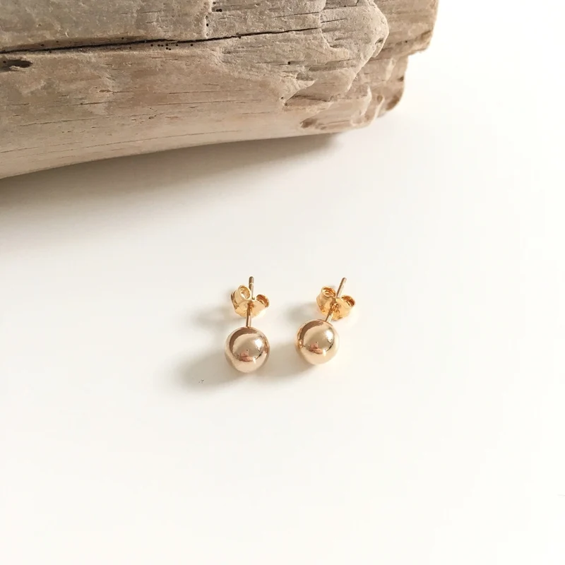 Boucles d'oreilles "Bille 5mm" plaqué or