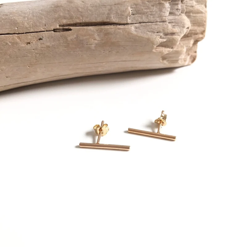 Boucles d'oreilles "Barre" plaqué or